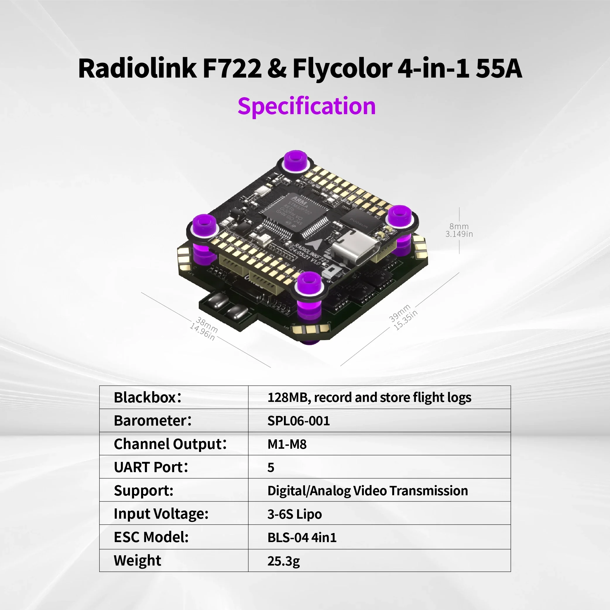 RoRusRadiolink F722 Flight Con - Betaflight Fc F7 recensie en prijs
